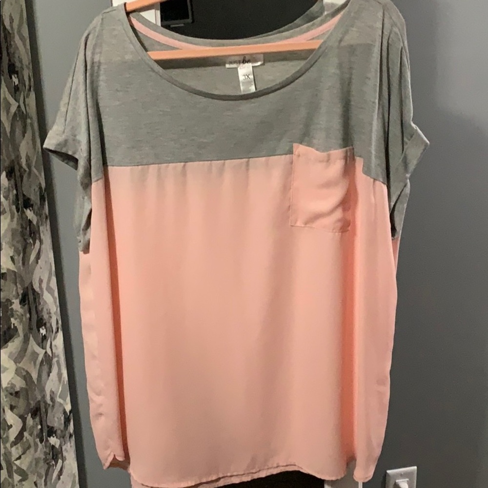 Peach and grey Top